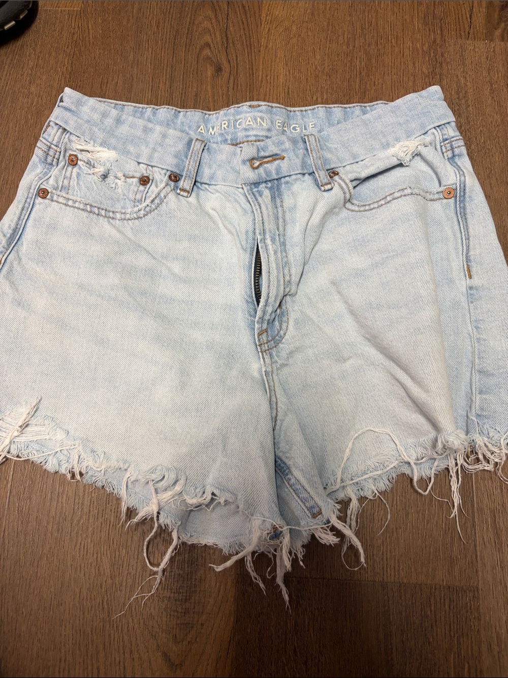 American Eagle Outfitters Pale Blue Distressed Denim Cutoff Shorts